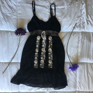 Black Floral Dress- Mid Length